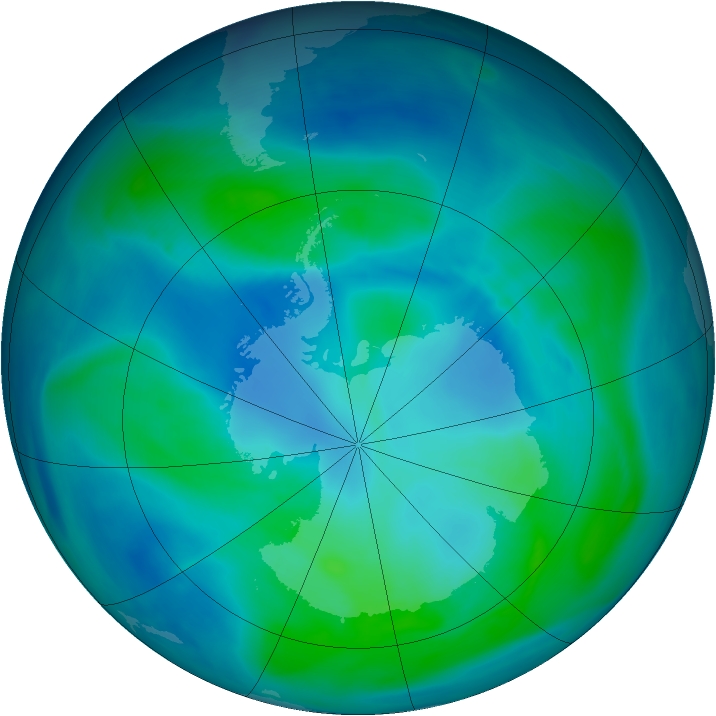 Antarctic ozone map for 19 February 2006